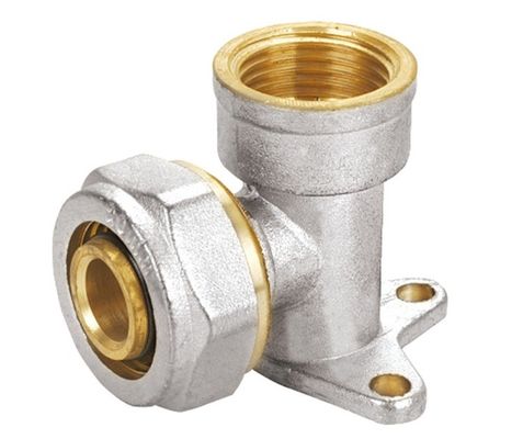 Accessori per tubi d'ottone di Pex Al Pex, gomito femminile nichelato del piatto di parete