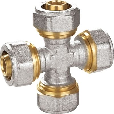 Fitting in ottone Pex-al-pex nickel plated a sabbia PF5010 di diametro uguale per quattro vie per la tecnica di lavorazione