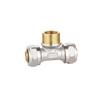 PF5008 ha forgiato il T femminile d'ottone 16X1/2x16 nichelato 26X16X26 di compressione