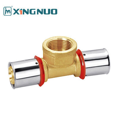 Fitting per tubi in ottone in ottone con compressione 150 PSI per stampa industriale Fitting PEX 16-32mm Femminile Thread Tee In ottone Pex Pipe Fittings